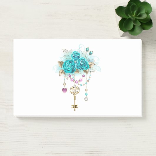 Turquoise-Rozen met Keys Post-it® Notes (Kantoor)