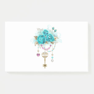 Turquoise-Rozen met Keys Post-it® Notes