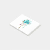 Turquoise-Rozen met Keys Post-it® Notes (Schuin)