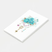 Turquoise-Rozen met Keys Post-it® Notes (Schuin)