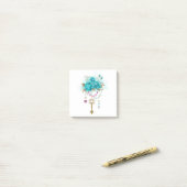 Turquoise-Rozen met Keys Post-it® Notes (Op bureau)