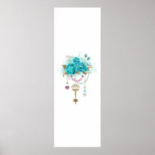 Turquoise-Rozen met Keys Poster