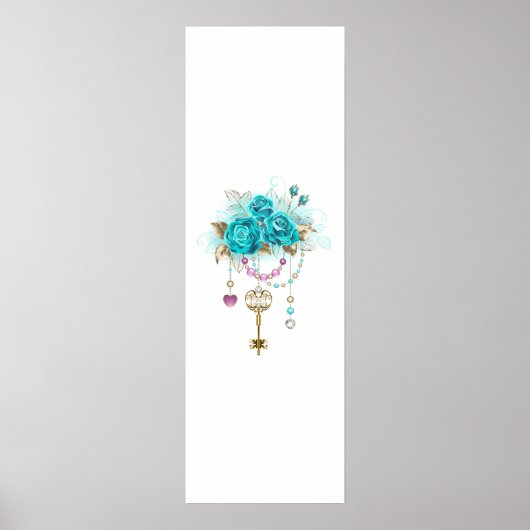 Turquoise-Rozen met Keys Poster (Voorkant)