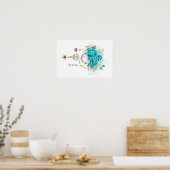 Turquoise-Rozen met Keys Poster (Keuken)