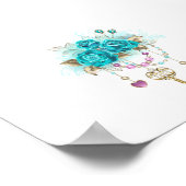 Turquoise-Rozen met Keys Poster (Hoek)