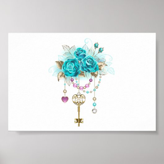 Turquoise-Rozen met Keys Poster (Voorkant)