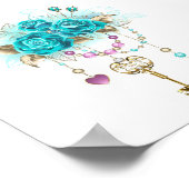Turquoise-Rozen met Keys Poster (Hoek)