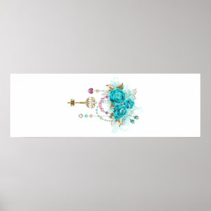Turquoise-Rozen met Keys Poster