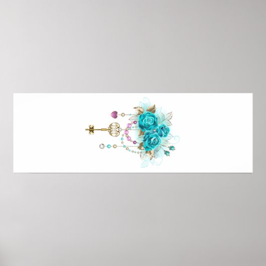 Turquoise-Rozen met Keys Poster (Voorkant)