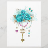 Turquoise-Rozen met Keys Programmakaart (Voorkant)
