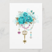 Turquoise-Rozen met Keys Programmakaart (Voorkant)