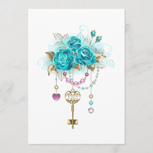 Turquoise-Rozen met Keys Programmakaart (Voorkant)