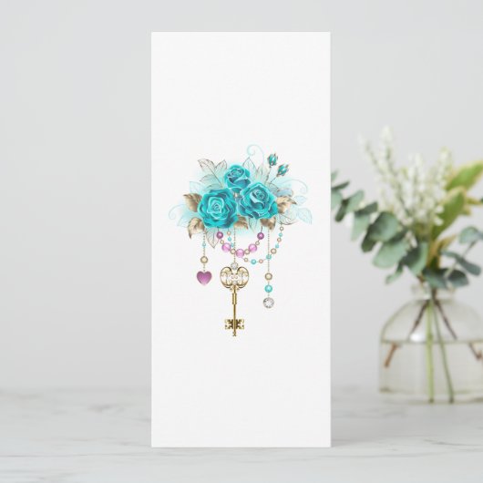 Turquoise-Rozen met Keys Programmakaart (Staand voorkant)