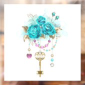 Turquoise-Rozen met Keys Raamsticker (Vel 2)