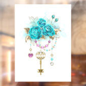 Turquoise-Rozen met Keys Raamsticker (Vel 2)
