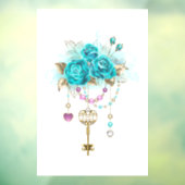 Turquoise-Rozen met Keys Raamsticker (Vel 3)