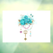 Turquoise-Rozen met Keys Raamsticker (Vel 3)