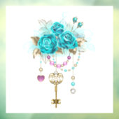 Turquoise-Rozen met Keys Raamsticker (Vel 3)