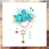 Turquoise-Rozen met Keys Raamsticker (Vel 2)