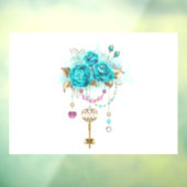 Turquoise-Rozen met Keys Raamsticker (Vel 3)