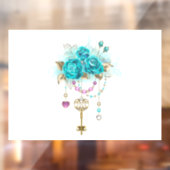 Turquoise-Rozen met Keys Raamsticker (Vel 2)
