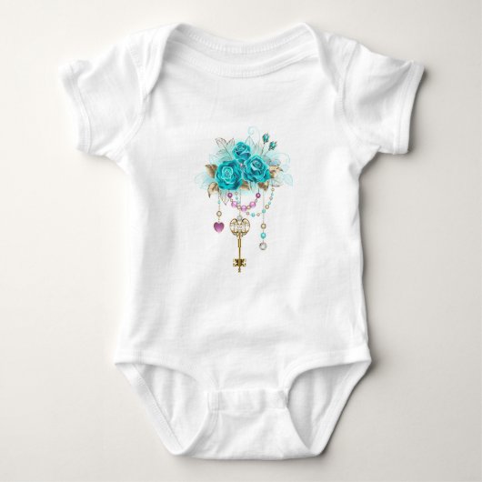 Turquoise-Rozen met Keys Romper (Voorkant)