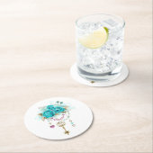 Turquoise-Rozen met Keys Ronde Kartonnen Onderzetter (Insitu)