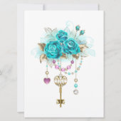 Turquoise-Rozen met Keys Save The Date (Voorkant)