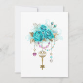 Turquoise-Rozen met Keys Save The Date (Voorkant)