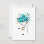 Turquoise-Rozen met Keys Save The Date (Voorkant)