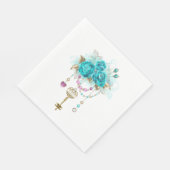 Turquoise-Rozen met Keys Servet (Hoek)
