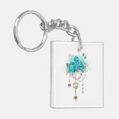 Turquoise-Rozen met Keys Sleutelhanger (Voorkant Links)