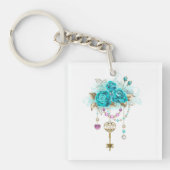 Turquoise-Rozen met Keys Sleutelhanger (Voorkant)