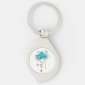 Turquoise-Rozen met Keys Sleutelhanger (Voorkant)