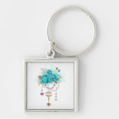 Turquoise-Rozen met Keys Sleutelhanger (Voorkant)