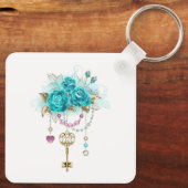 Turquoise-Rozen met Keys Sleutelhanger (Achterkant)
