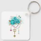 Turquoise-Rozen met Keys Sleutelhanger (Achterkant)