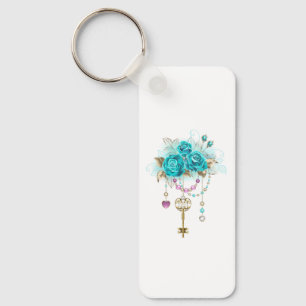 Turquoise-Rozen met Keys Sleutelhanger