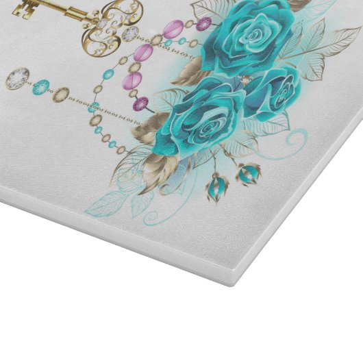 Turquoise-Rozen met Keys Snijplank (Hoek)