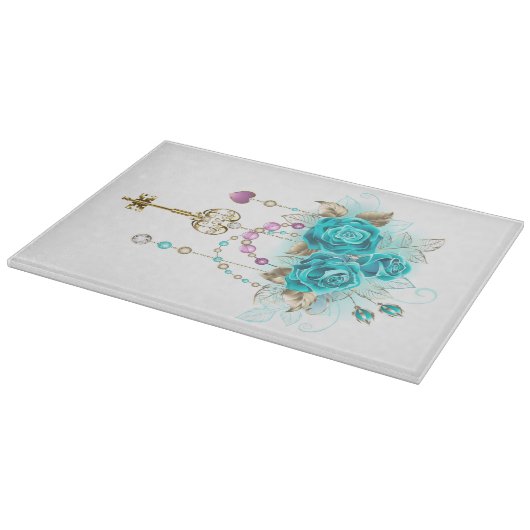 Turquoise-Rozen met Keys Snijplank (Hoek)