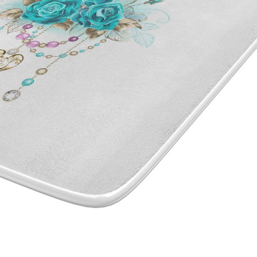 Turquoise-Rozen met Keys Snijplank (Hoek)