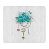 Turquoise-Rozen met Keys Snijplank (Voorkant)