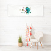 Turquoise-Rozen met Keys Spandoek (Insitu)