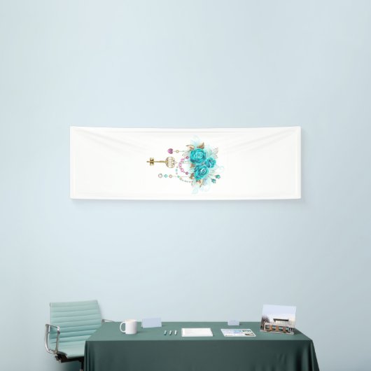 Turquoise-Rozen met Keys Spandoek (Beurs)