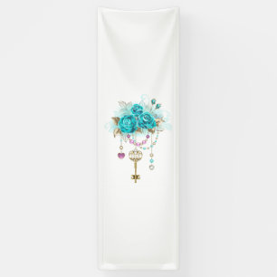 Turquoise-Rozen met Keys Spandoek
