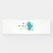 Turquoise-Rozen met Keys Spandoek (Horizontaal)
