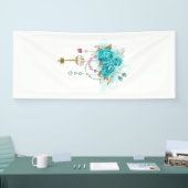 Turquoise-Rozen met Keys Spandoek (Beurs)