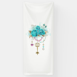 Turquoise-Rozen met Keys Spandoek