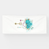 Turquoise-Rozen met Keys Spandoek (Horizontaal)