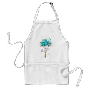 Turquoise-Rozen met Keys Standaard Schort
